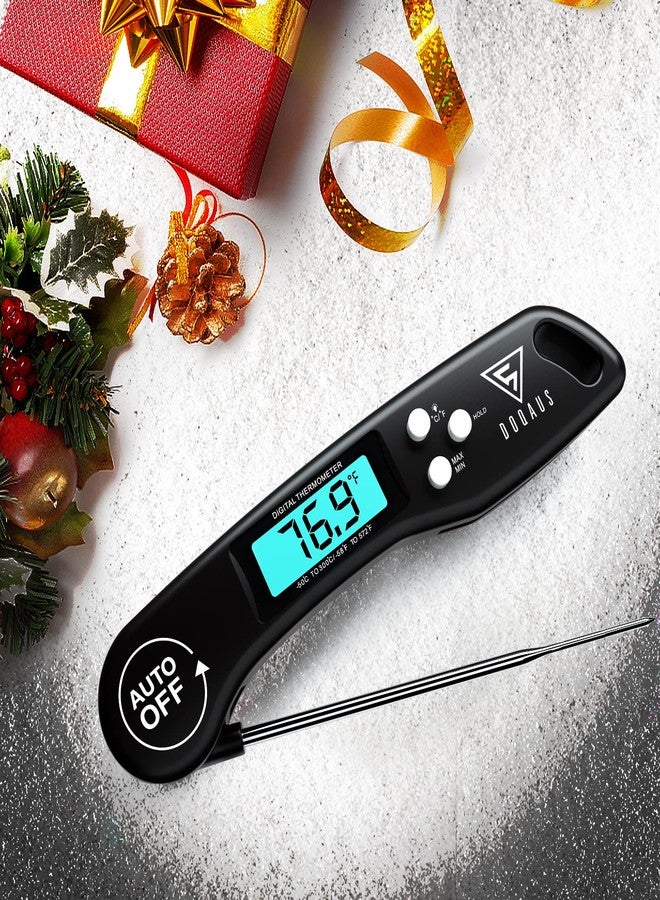 DOQAUS Digital Meat Thermometer, Instant Read Food Thermometer for Cooking with Backlit & Auto-Rotating Display, 4.6” Probe for Grilling, Baking, and Perfect BBQ - Black - Image 2